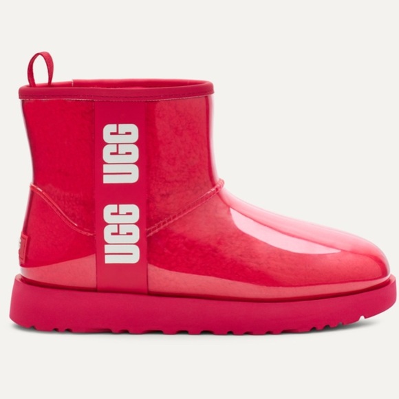UGG Classic Clear Mini Samba Red Boots Size 8 - Picture 1 of 14